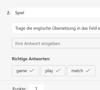 mehrere richtige Antworten im Vokabeltest