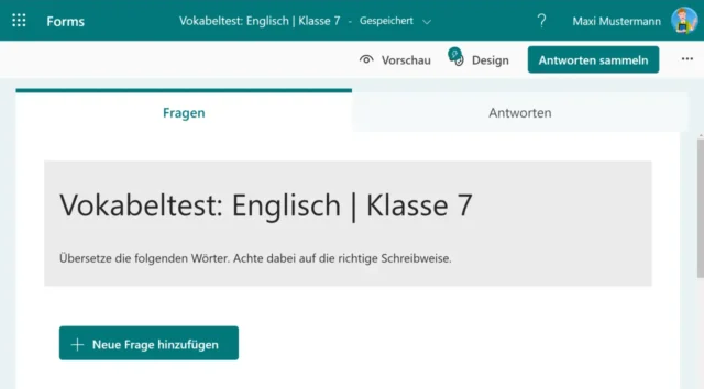 Online-Formular mit Titel und Beschreibung