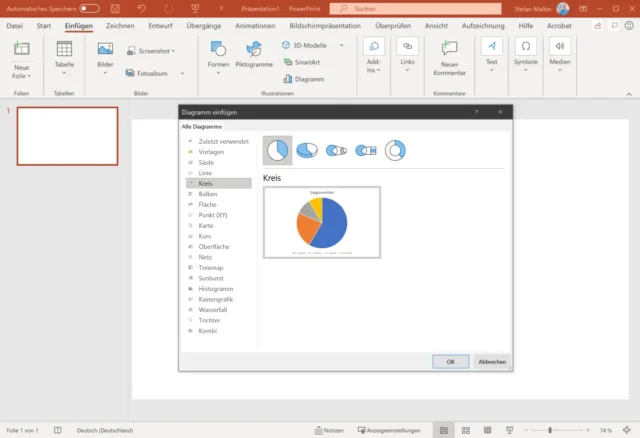 Diagramm einfügen in PowerPoint