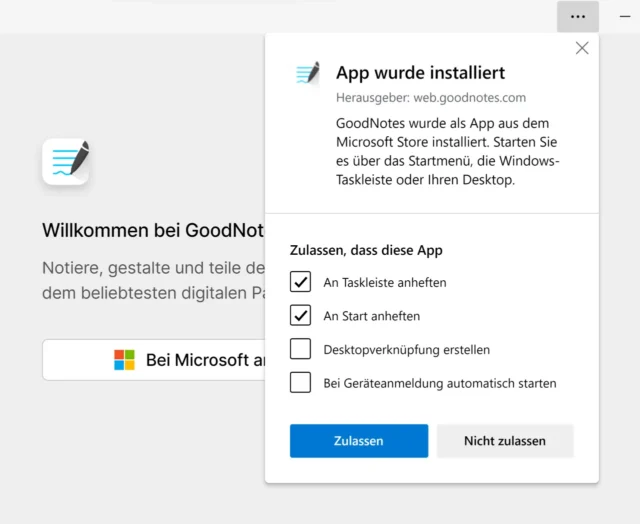 Goodnotes für Windows – eigentlich eine Web-App im Browser