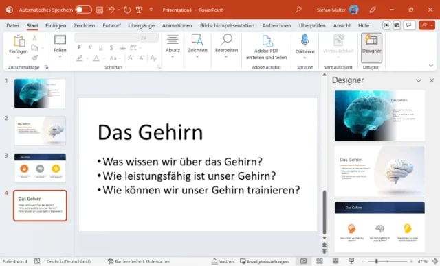 PowerPoint Designer für Layout-Vorschläge