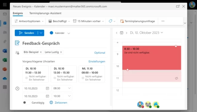 Terminplanungs-Assistent in Outlook