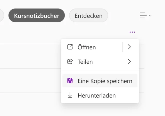 "Eine Kopie speichern" im Kontextmenü