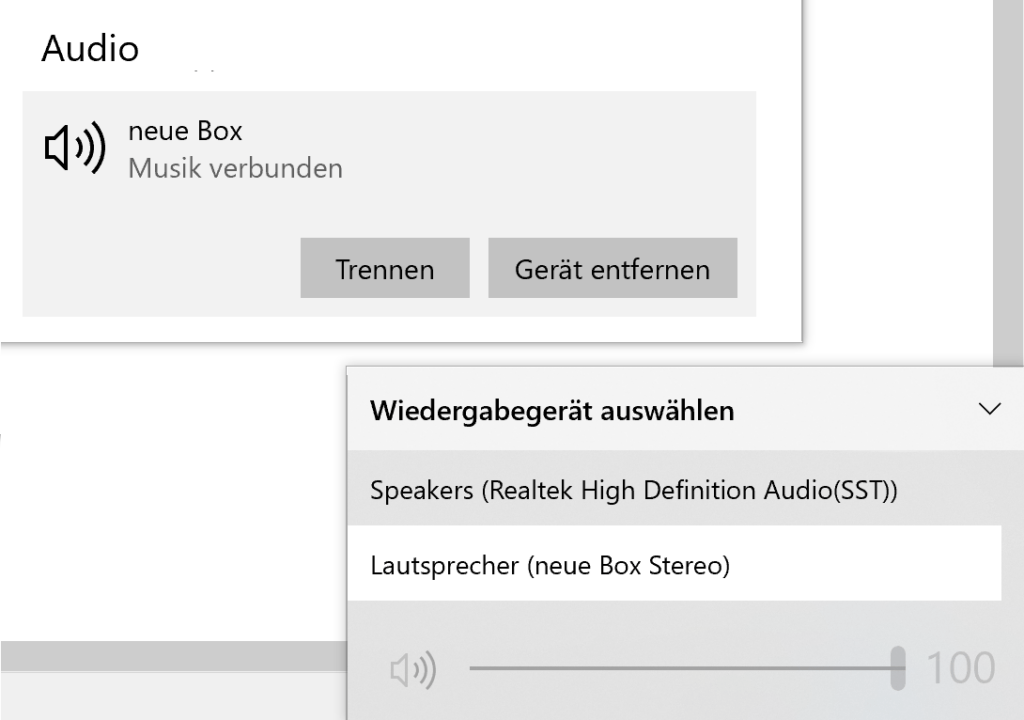 Wiedergabegerät auswählen bzw. wechseln in Windows 10