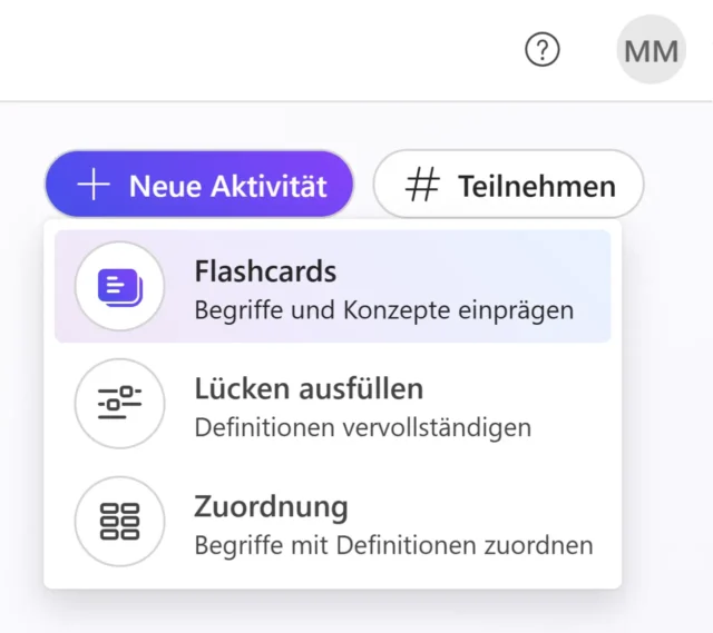 Neue Aktivität erstellen