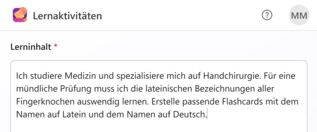 Lerninhalt beschreiben: Prompt für KI