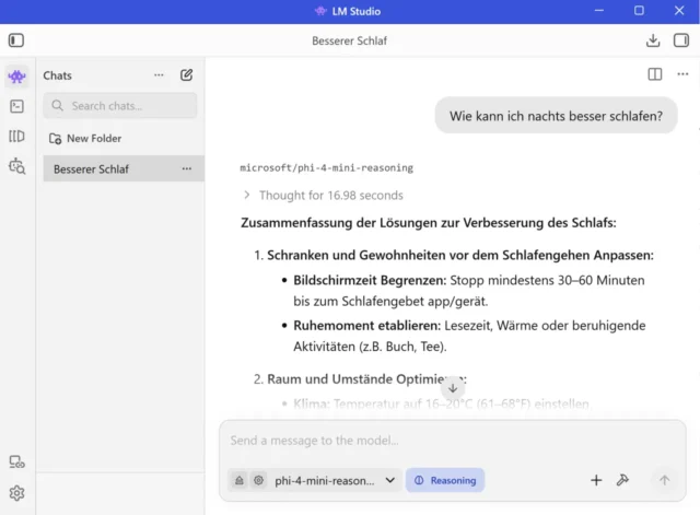 Antwort der KI in LM Studio