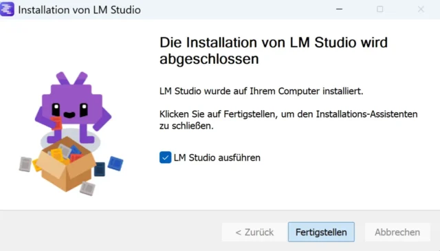 Installation von LM Studio abgeschlossen
