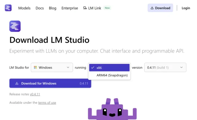 Version von LM Studio für Deinen PC auswählen
