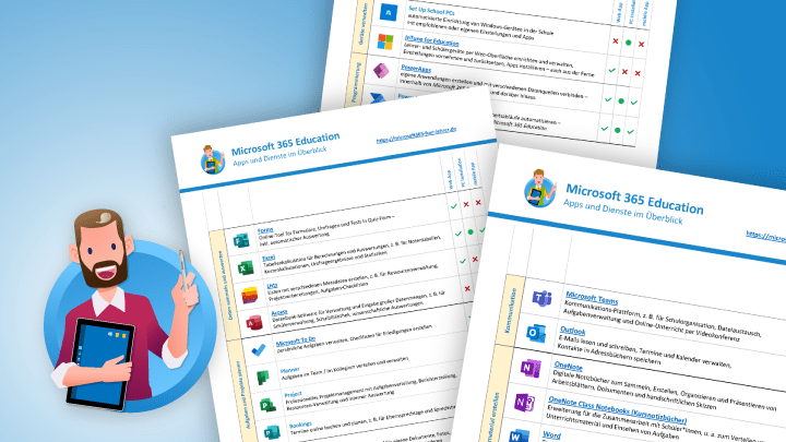 Microsoft 365 Education: App-Liste als PDF-Download