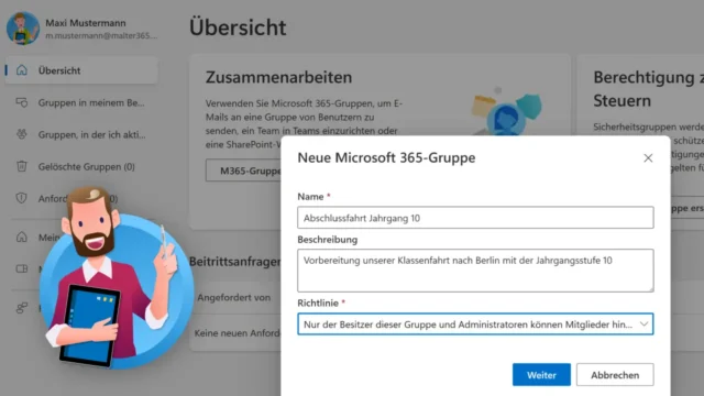 Microsoft 365: Neue Gruppe erstellen, Link zum SharePoint finden