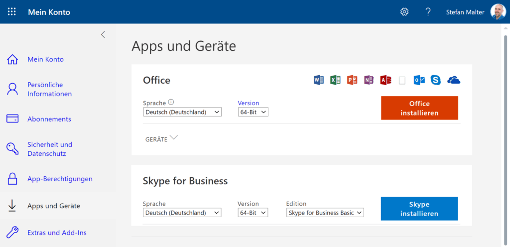 Office installieren im Online-Portal von Microsoft 365