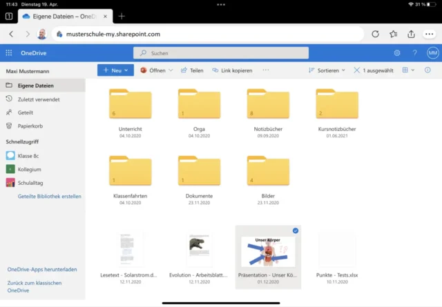 OneDrive als Web-App im Browser