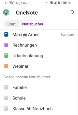 Notizbücher in OneNote für Android