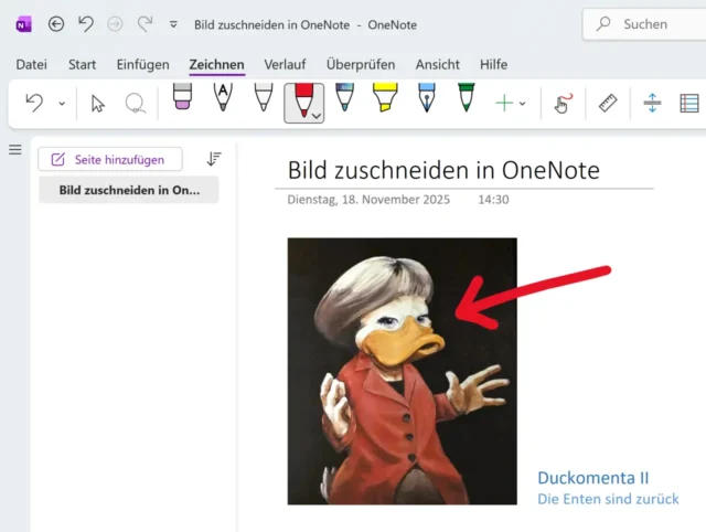 zugeschnittenes Bild in OneNote