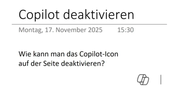 Copilot-Icon auf Notizbuchseite in OneNote