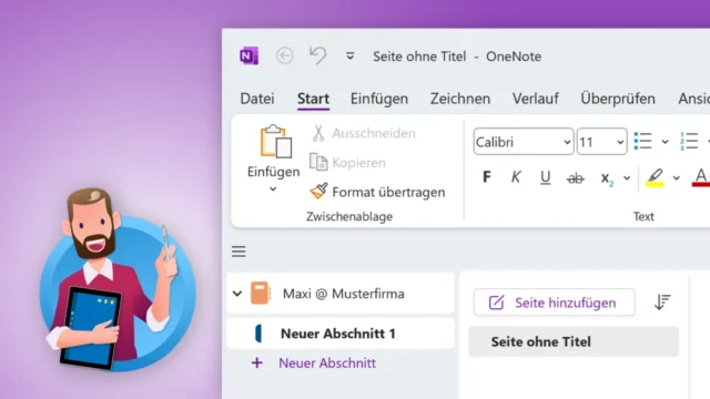 OneNote einrichten: Menüband wechseln, Ansicht anpassen