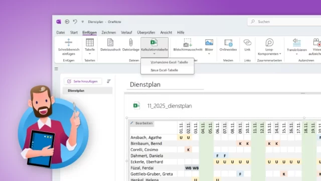 OneNote: Excel-Tabelle einfügen, Vorschau anzeigen [Anleitung]
