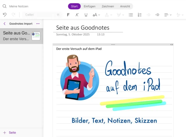Seite aus Goodnotes – eingefügt in OneNote