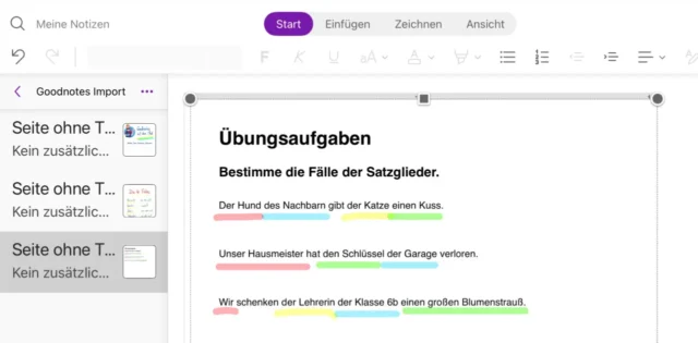 separate Seiten in OneNote