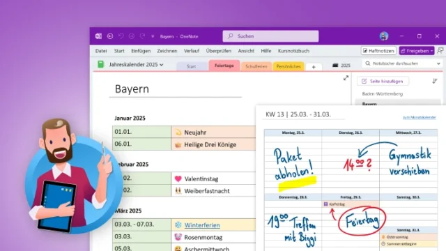 Kalender 2025 für OneNote: Vorlage für Jahresplaner [Download]