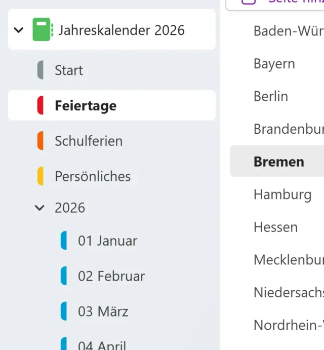 Kalender als Notizbuch in OneNote