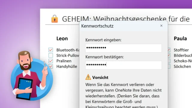 Kennwortschutz in OneNote: Abschnitt mit Passwort schützen