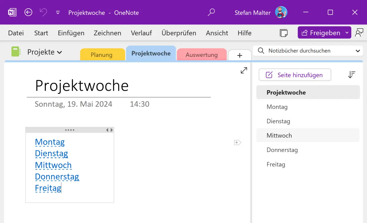 OneNote | Mehrere Seiten hinzufügen | Malter365.de