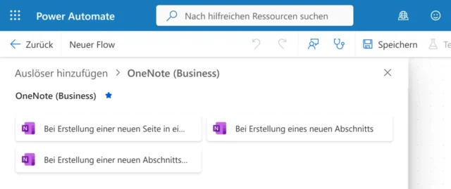 OneNote als Connector in Power Automate