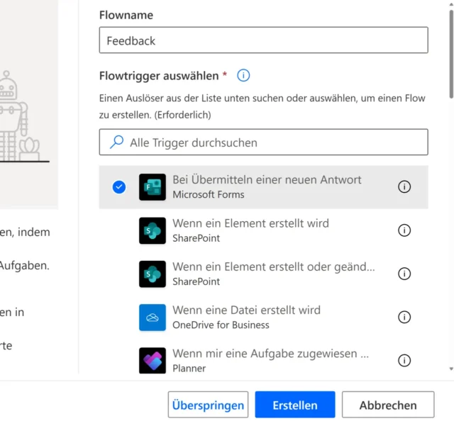 Flow erstellen in Power Automate