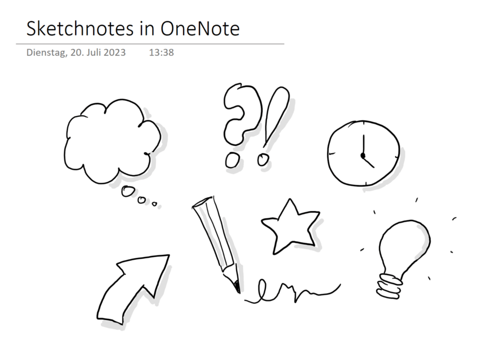 einfache Sketchnotes - gezeichnet in OneNote