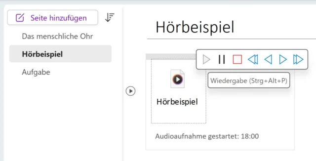 Audio-Datei abspielen in OneNote
