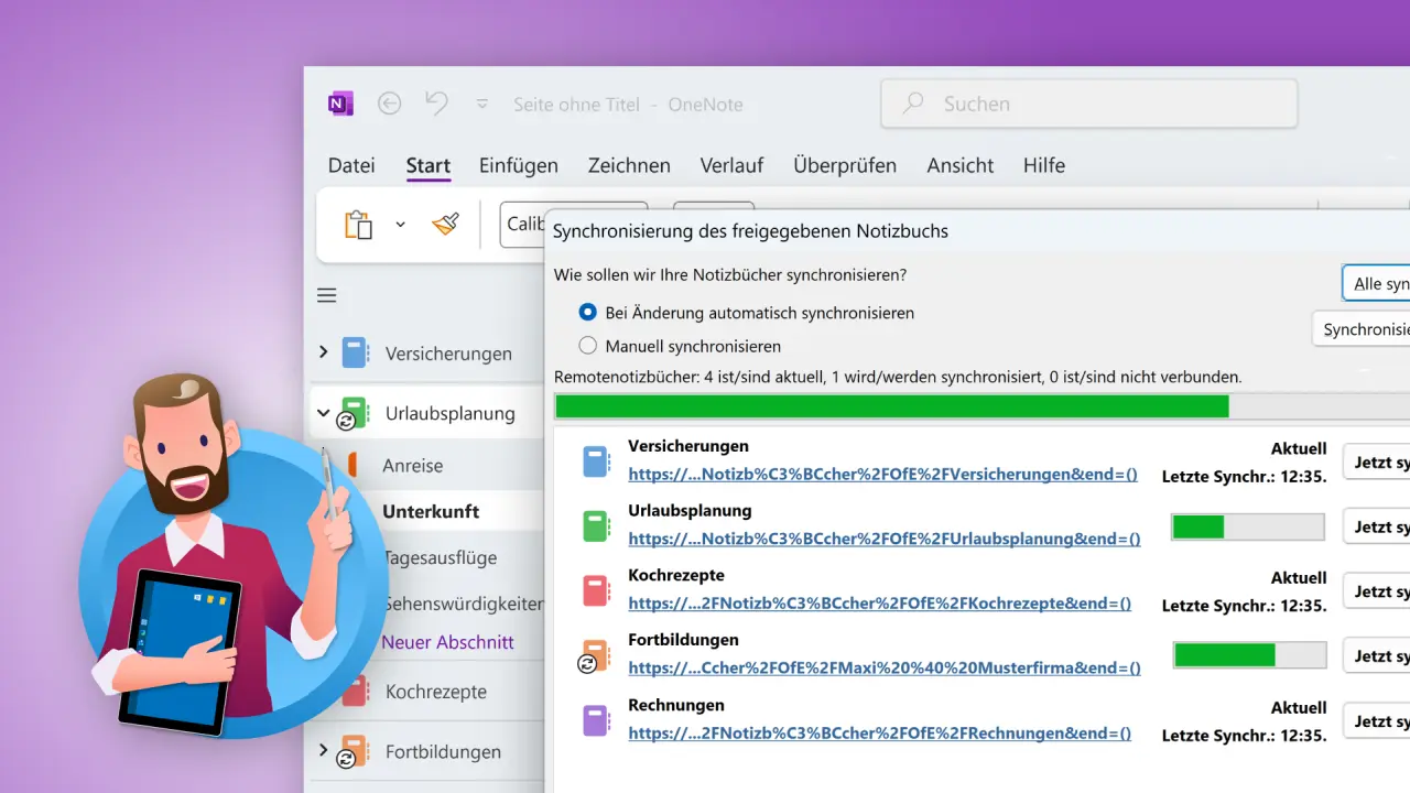 OneNote: Notizbuch speichern und synchronisieren