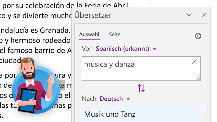 Übersetzen mit OneNote: Textteil oder ganze Seite übersetzen