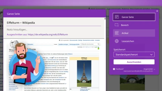 OneNote Web Clipper: Webseite einfügen in Notizbuch
