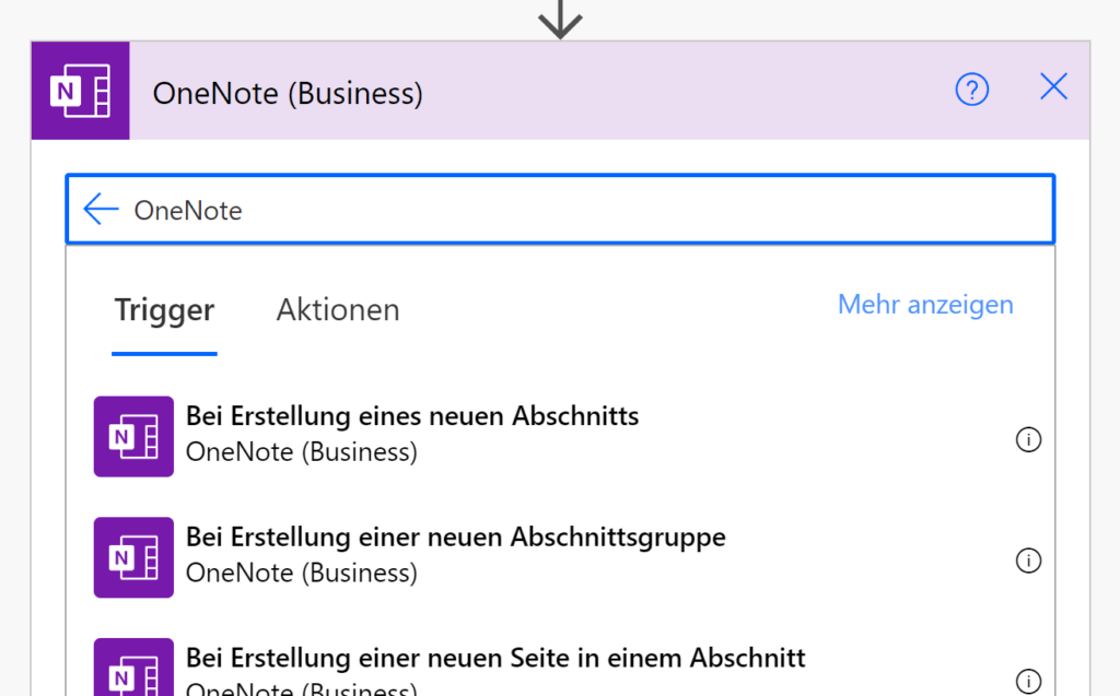 OneNote als Connector in Power Automate