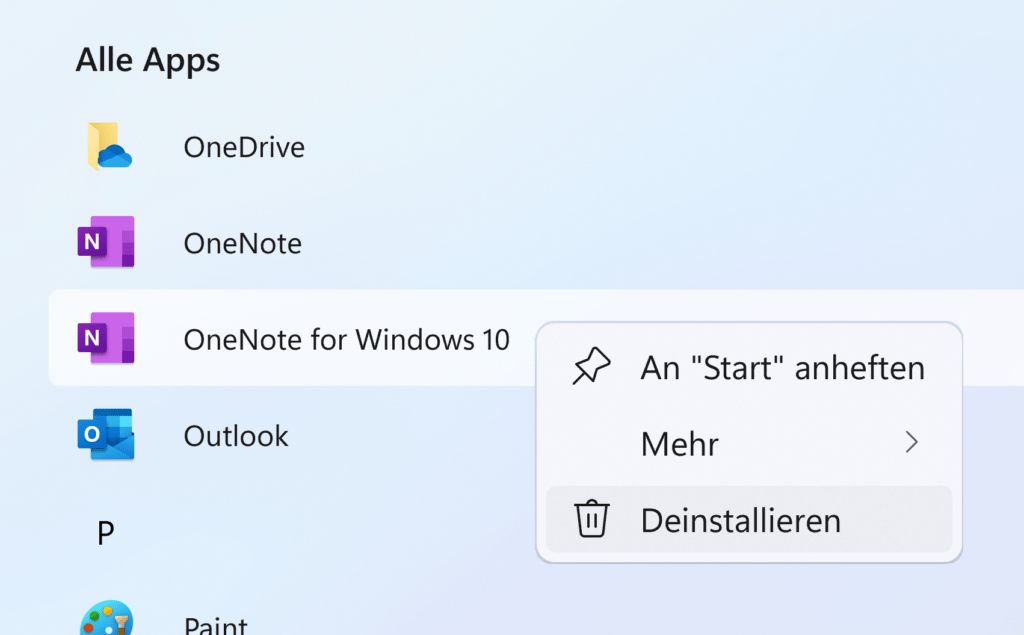 OneNote für Windows 10 deinstallieren