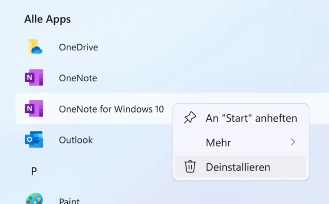 OneNote für Windows 10 deinstallieren