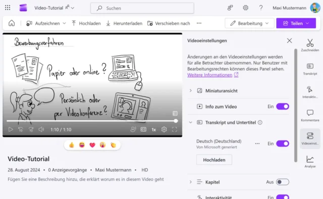 Lernvideo in Clipchamp bereitstellen