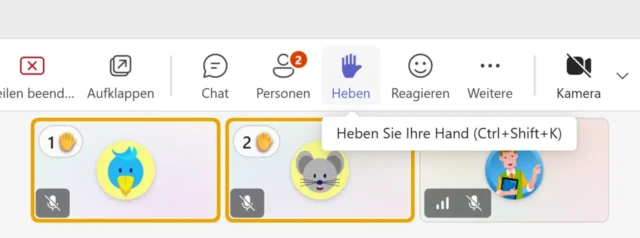 virtuelle Hand heben in Microsoft Teams