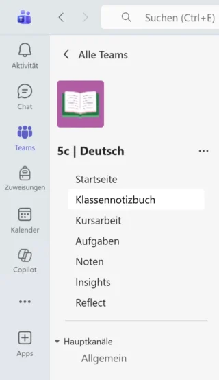 Kurs für eine Schulklasse in Microsoft Teams