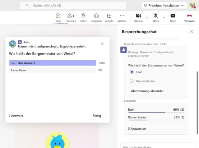 Umfrage & Quiz während einer Online-Besprechung