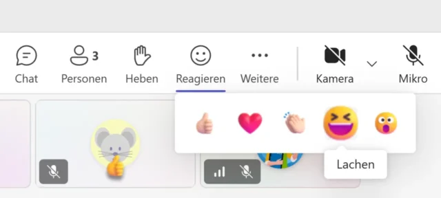 mit Emoji reagieren in Microsoft Teams