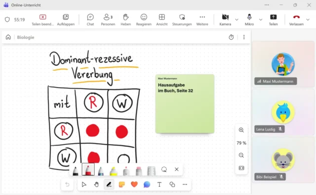 geteiltes Whiteboard in Microsoft Teams