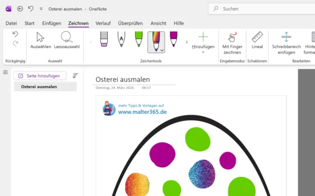 Zeichentools für Osterei in Microsoft OneNote