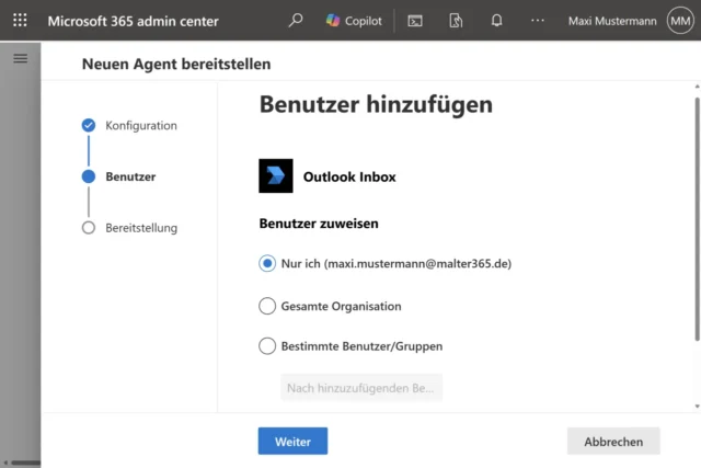Benutzer hinzufügen für Copilot Agent
