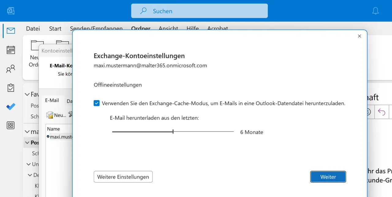 Exchange-Kontoeinstellungen in Outlook