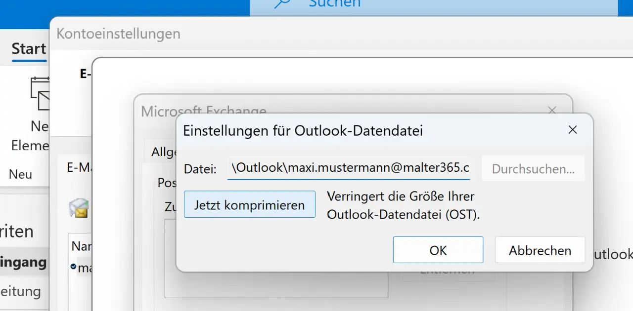 Outlook-Datendatei komprimieren