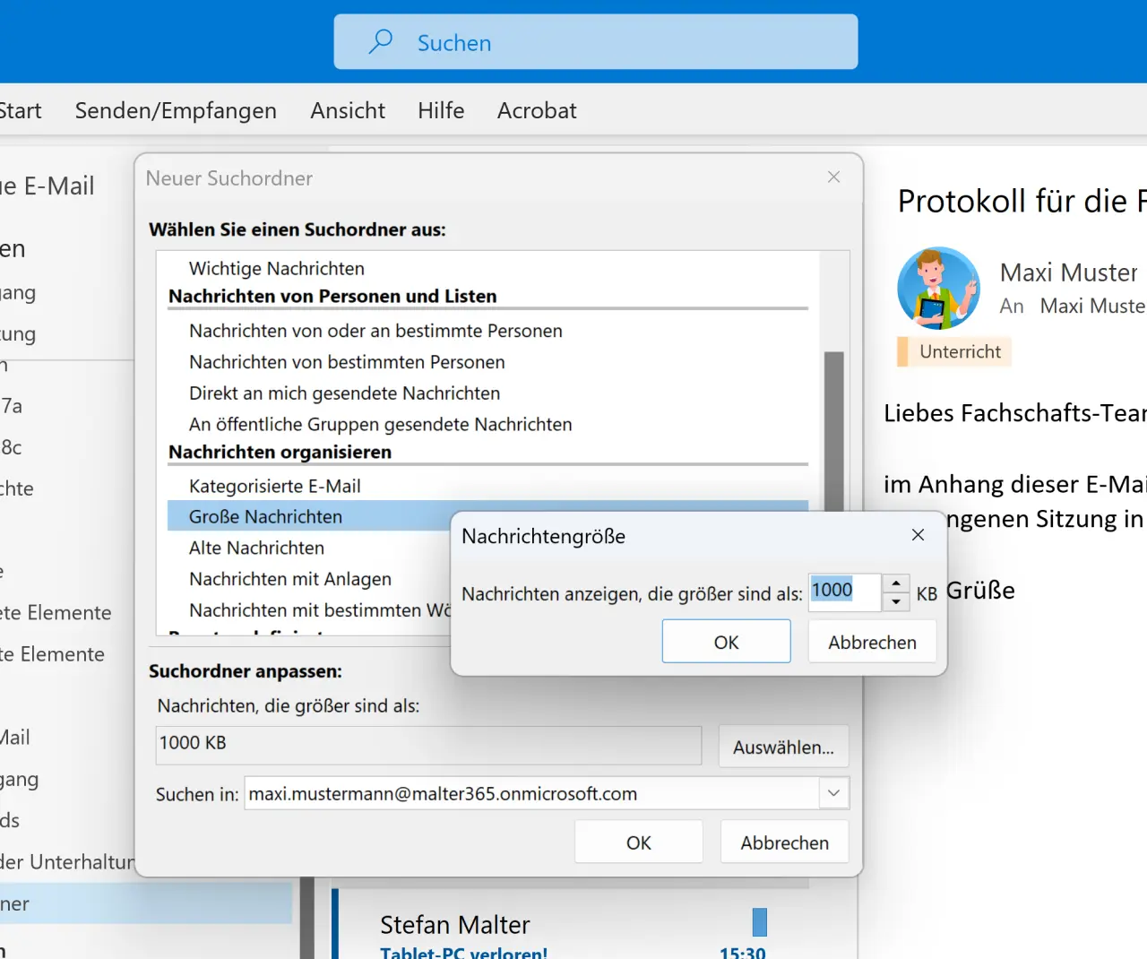 Suchordner in Outlook einrichten