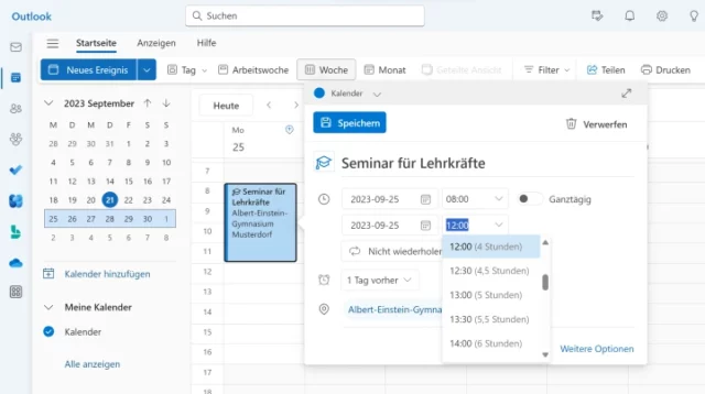 neuer Termin im Kalender